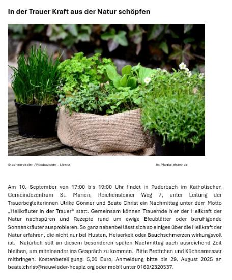In der Trauer Kraft aus der Natur schöpfen