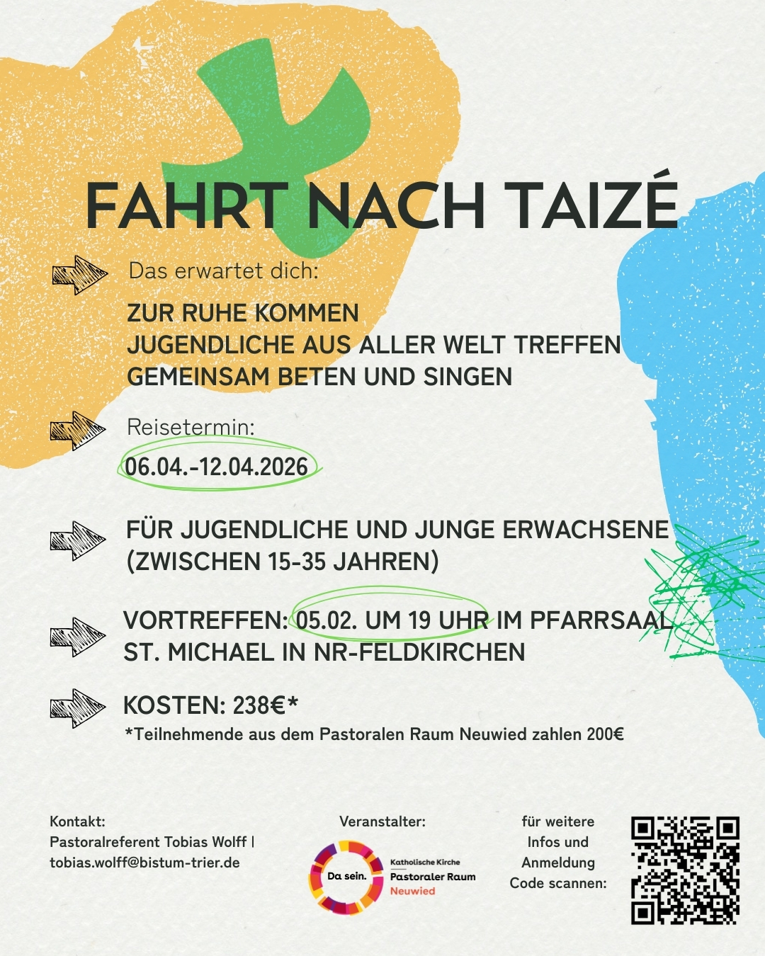 Flyer mit QR-Code Taizéfahrt 2026