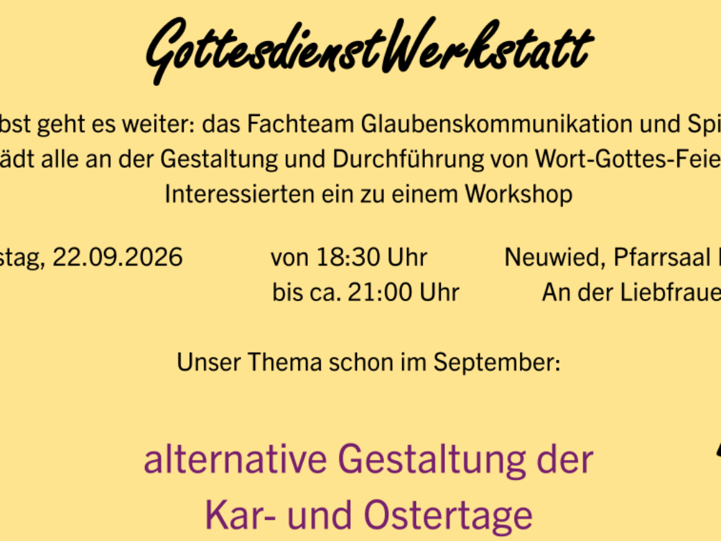 Gottesdienstwerkstatt: Alternative Gestaltung der Kar- und Ostertage