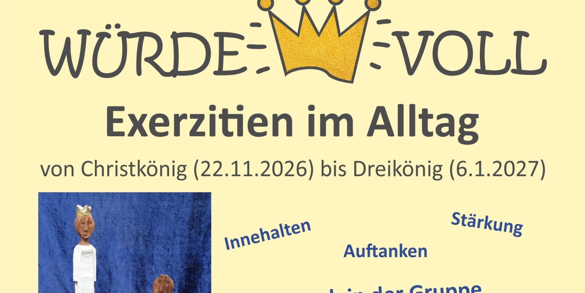 würde-voll - Exerzitien im Alltag 2026/27: Plakat