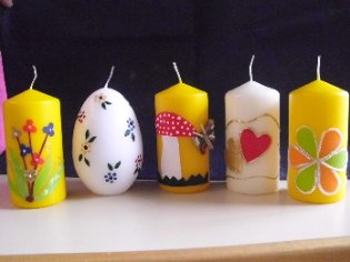 Beispiele früher gefertigter Kerzen