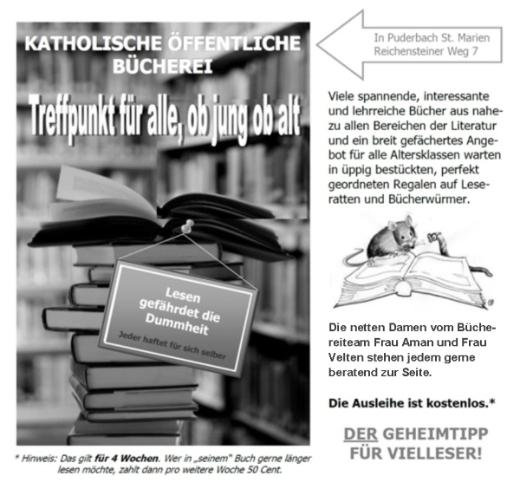 Info Plakat für kath. öffentliche Bücherei